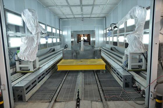 La linea di pittura d'acciaio di profilo robot dipinge la linea di produzione il trasporto con il carrello