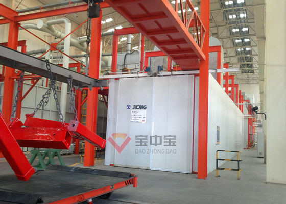 qualità Cabina di spruzzo di verniciatura per la linea di pittura del macchinario pesante di XCMG con il sistema della catena di convogliatore fabbrica